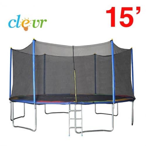Clevr 15 ft Trampoline with Safety Enclosure Net